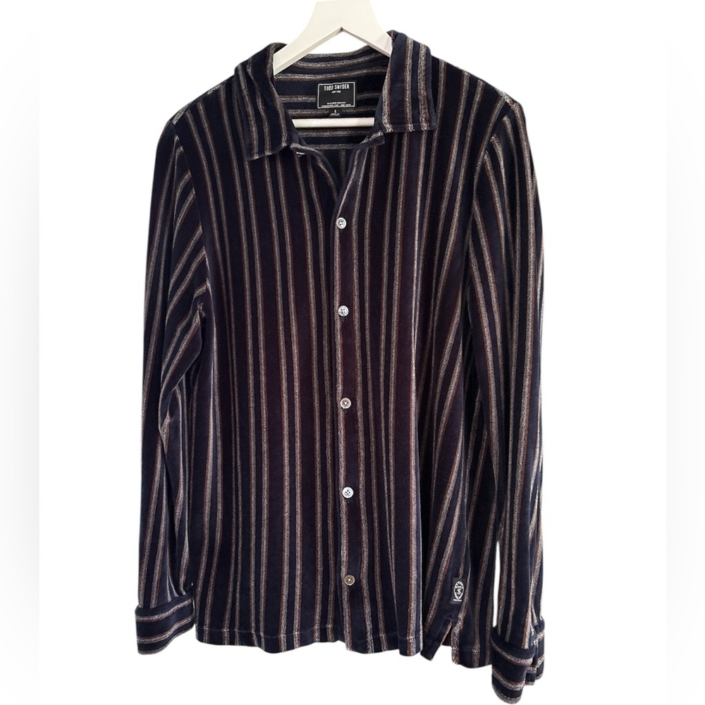 Todd Snyder Black Striped Casual Button-Down Shirt